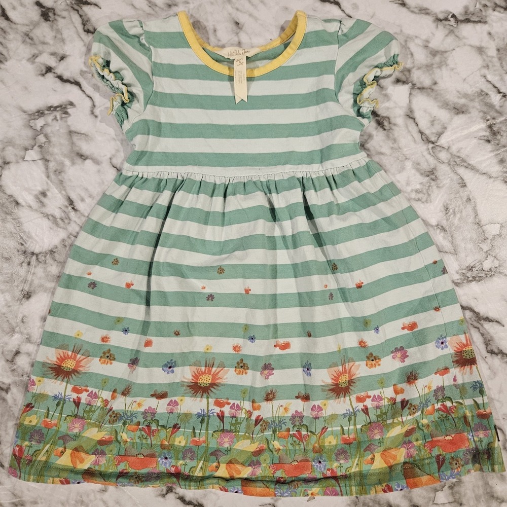 Matilda Jane Field of Daisies Dress Size 4 Striped Floral Spring EUC‎